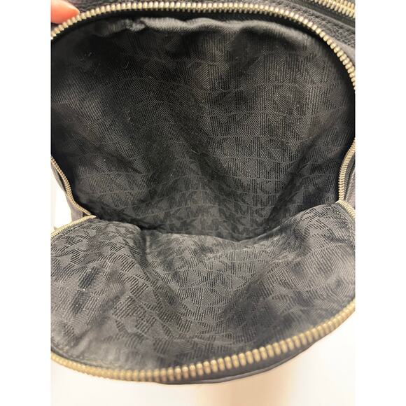 Michael Kors Rhea Black Pebbled Leather Backpack Zip Pocket Travel School Flawed